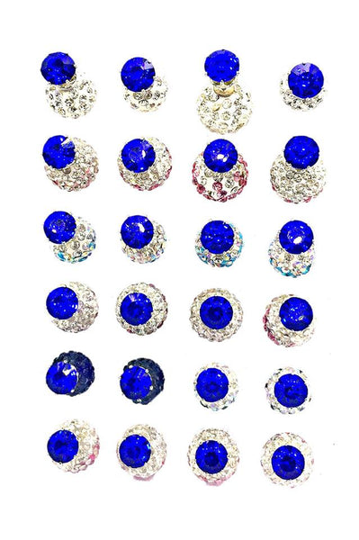 12 Pairs Earring Stud Accessories Silver Tone Solitaire Crystal Faux Rhinestone Earring - Simpal Boutique