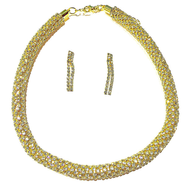 Fashion Crystal Party Necklace + Earring set Rhinestone Necklace Accessories. - Simpal Boutique
