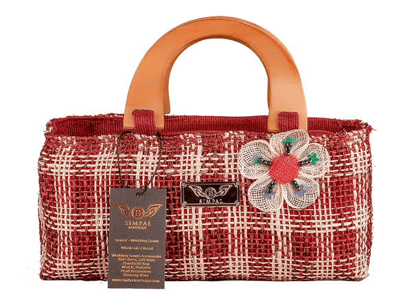 SLS_Cutie Abaka Bag Eco-friendly pouch  bag Maroon - Simpal Boutique