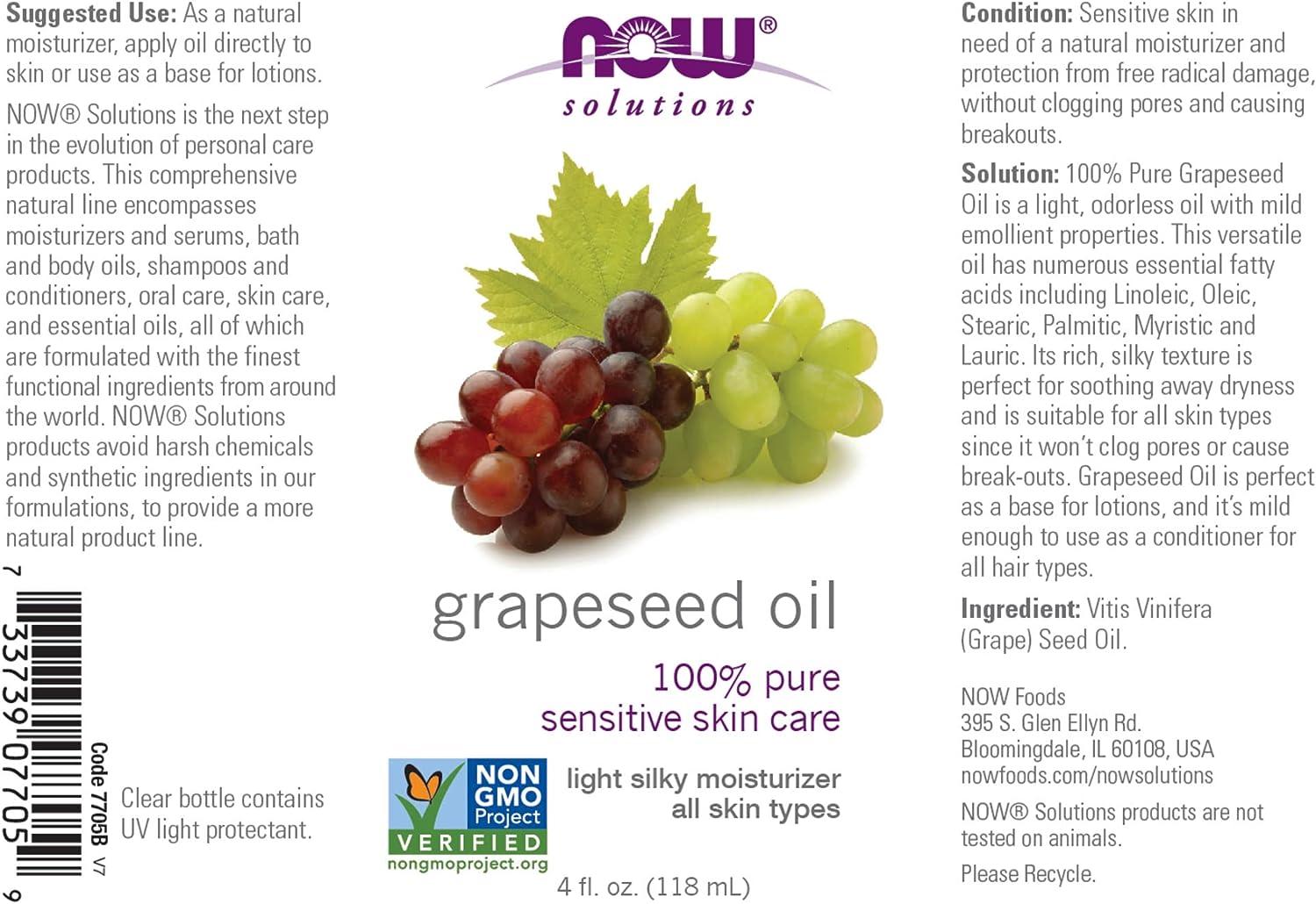 NOW Solutions Grapeseed Oil 4 oz118ml