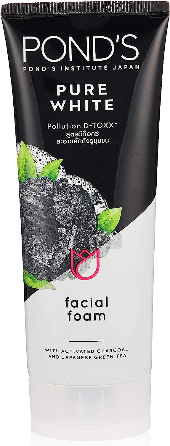 Ponds Pure Bright White Facial Foam with Activated Charcoal  100g