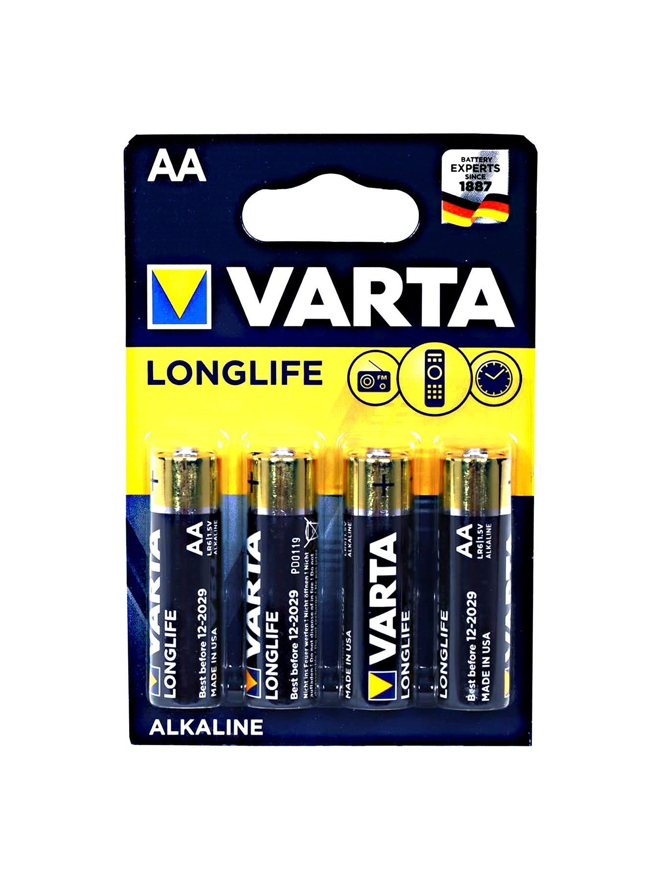 Varta Long Life AA 4 Unit Alkaline Battery 15 V
