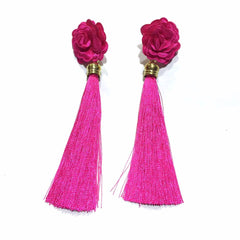 Flower design long Tassel Earrings Fringe Drop Long Dangling Bohemian Statement Thread Earrings for Women Wedding Party Jewelry - Simpal Boutique