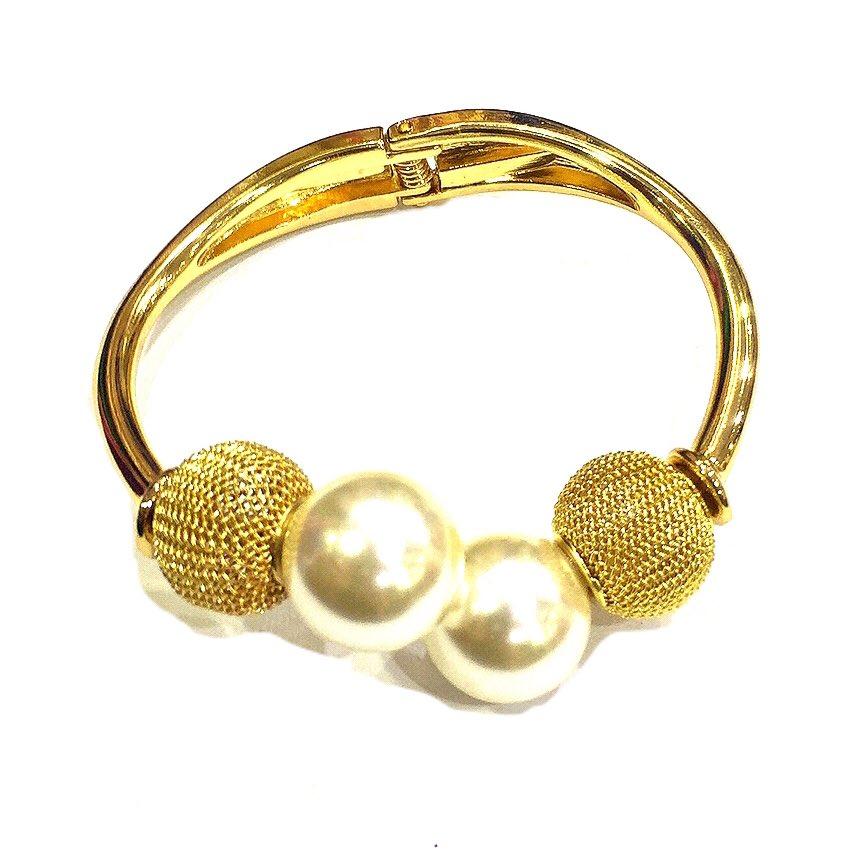 Qualitative Bangle  Bracelet Pearl European And American Popular Wide Edge Gold-plated Women's Bracelet Fashion Single Gold Bracelet 003 - Simpal Boutique