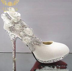 In Store Wedding shoes flowery high heels