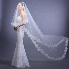 In Store The bride wedding veil wedding headdress accessories 3 meters long white lace veil