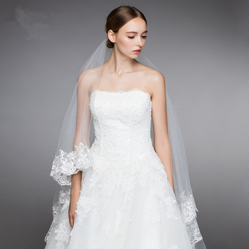 In Store Wedding Veil 15m 3m 5m Simple lace Korean bride veil