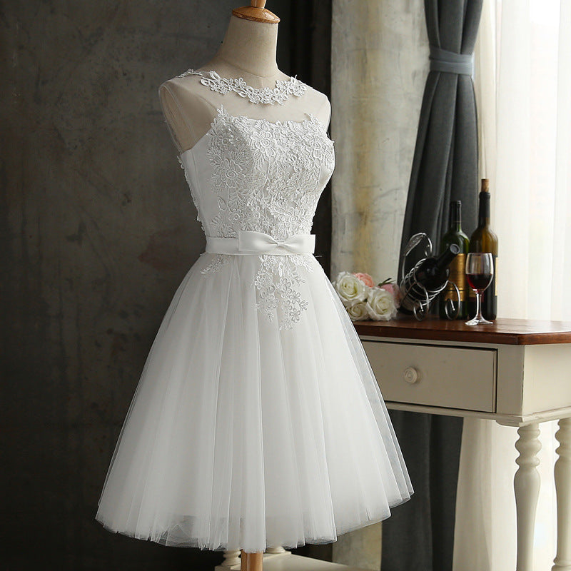 In Store Back Lace Bandage White Dress