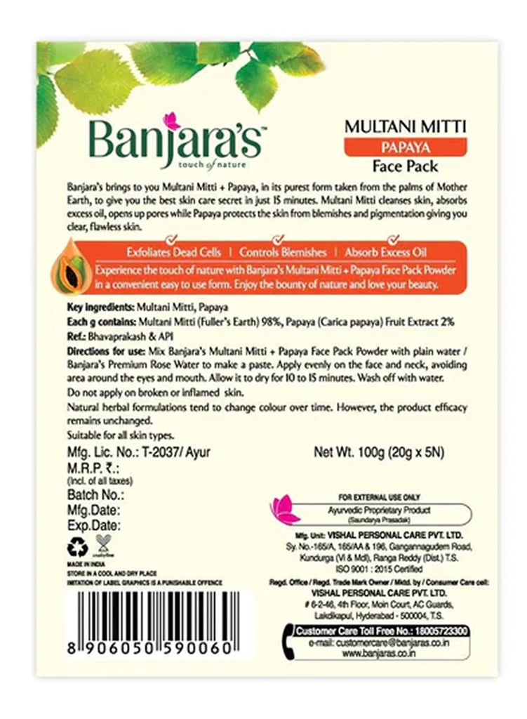 Banjaras Multani Mitti And Orange Face Pack Powder at 0.77 INR at Best  Price in Pune | Grace Enterprises