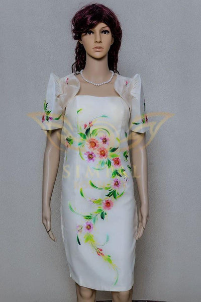 Mestiza dress with detachable bolero hand painted - Simpal Boutique