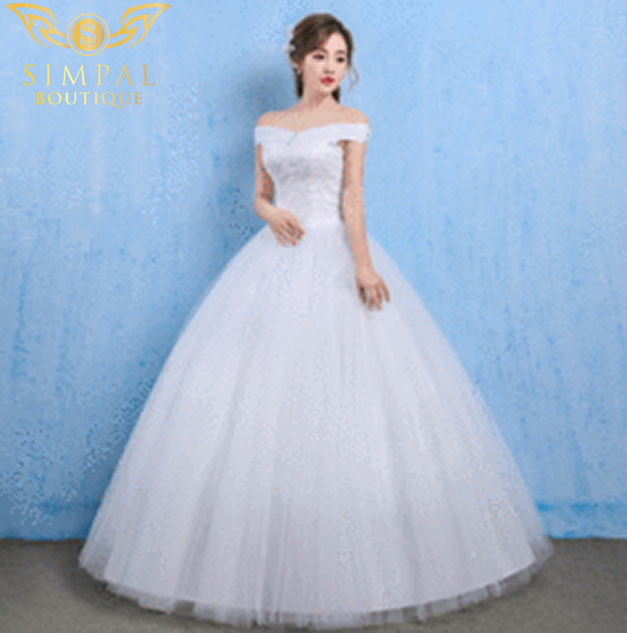 In Store One word shoulder wedding dress