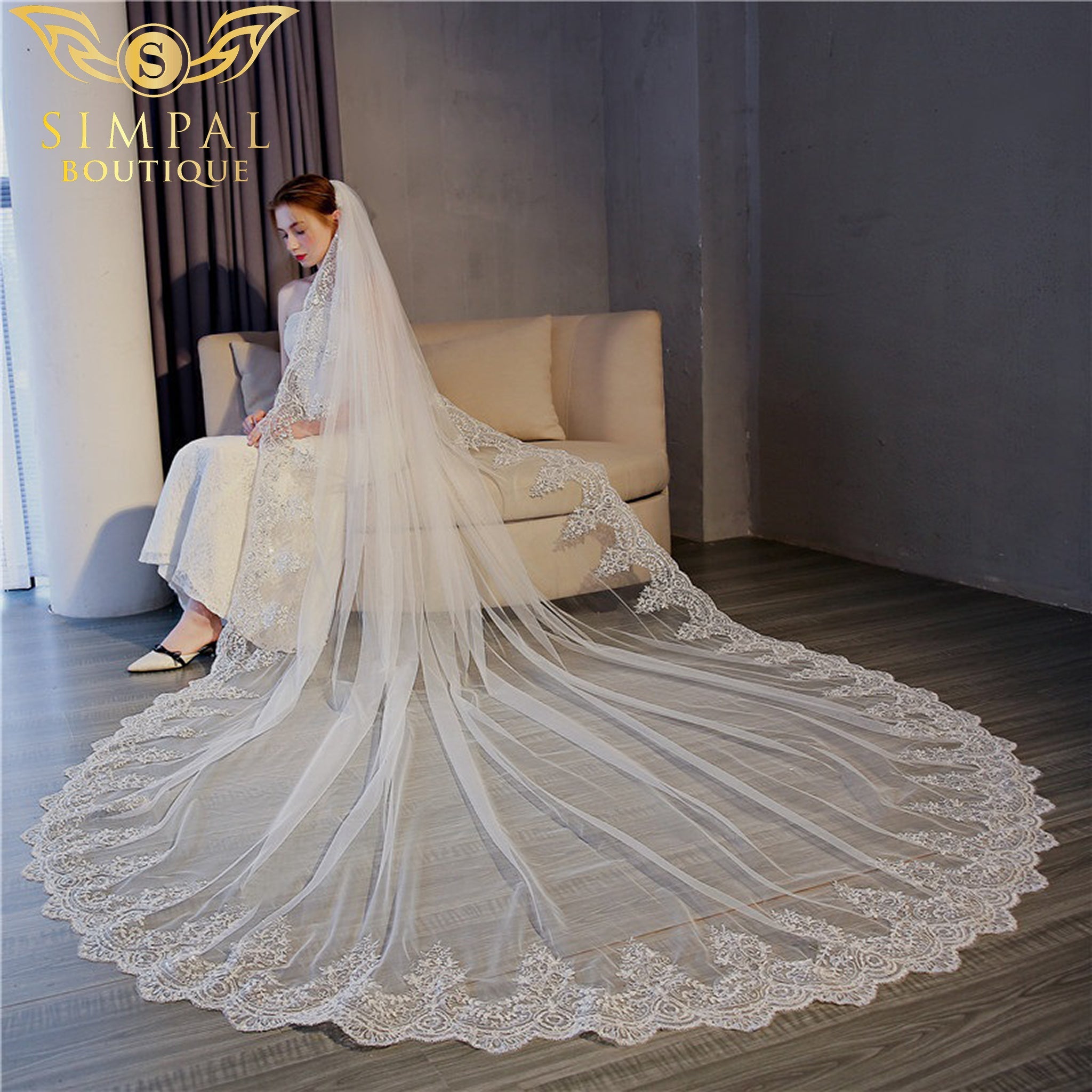 In Store Longsleeved Oneshoulder Lace Bridal Wedding Dress