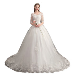 In Store Reez Wedding Dress Trailing Deep V Neck Lace High Waist with Long Sleeves