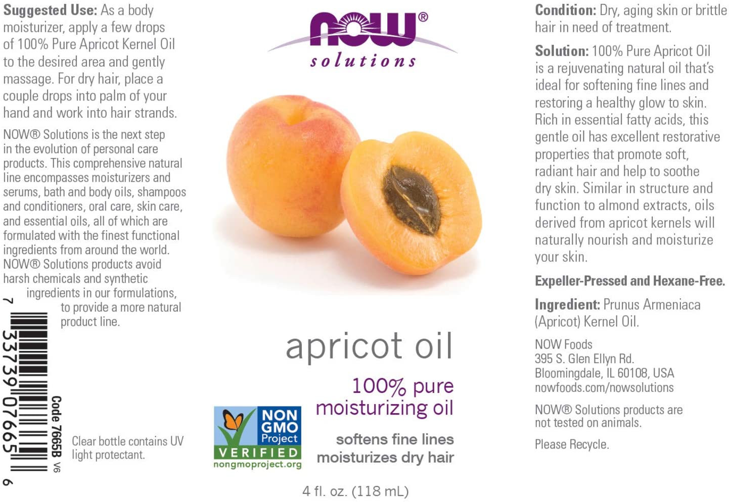 NOW Solutions Apricot Oil 4 oz118ml