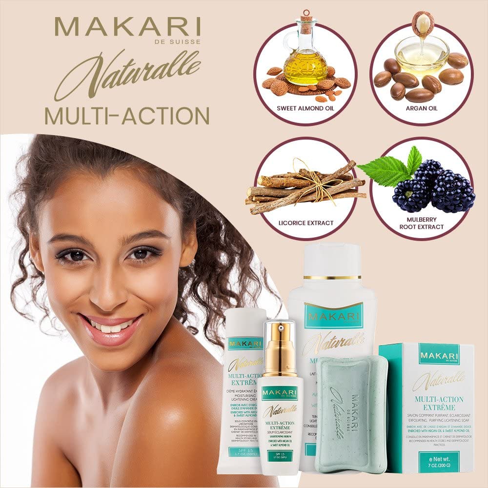 Makari Naturalle Multi-Action Extreme Skin Lightening Face Cream 1.7oz– Moisturizing & Whitening Face Cream with Argan Oil & SPF 15 –Hydrating & Regulating Treatment for Dark Spots & Unde