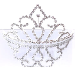 Silver Crystal Hair Tiara Wedding Tiara Bridal Princess Crown Tiara Crystals Rhinestone Prom Crown Headband Medium - Simpal Boutique
