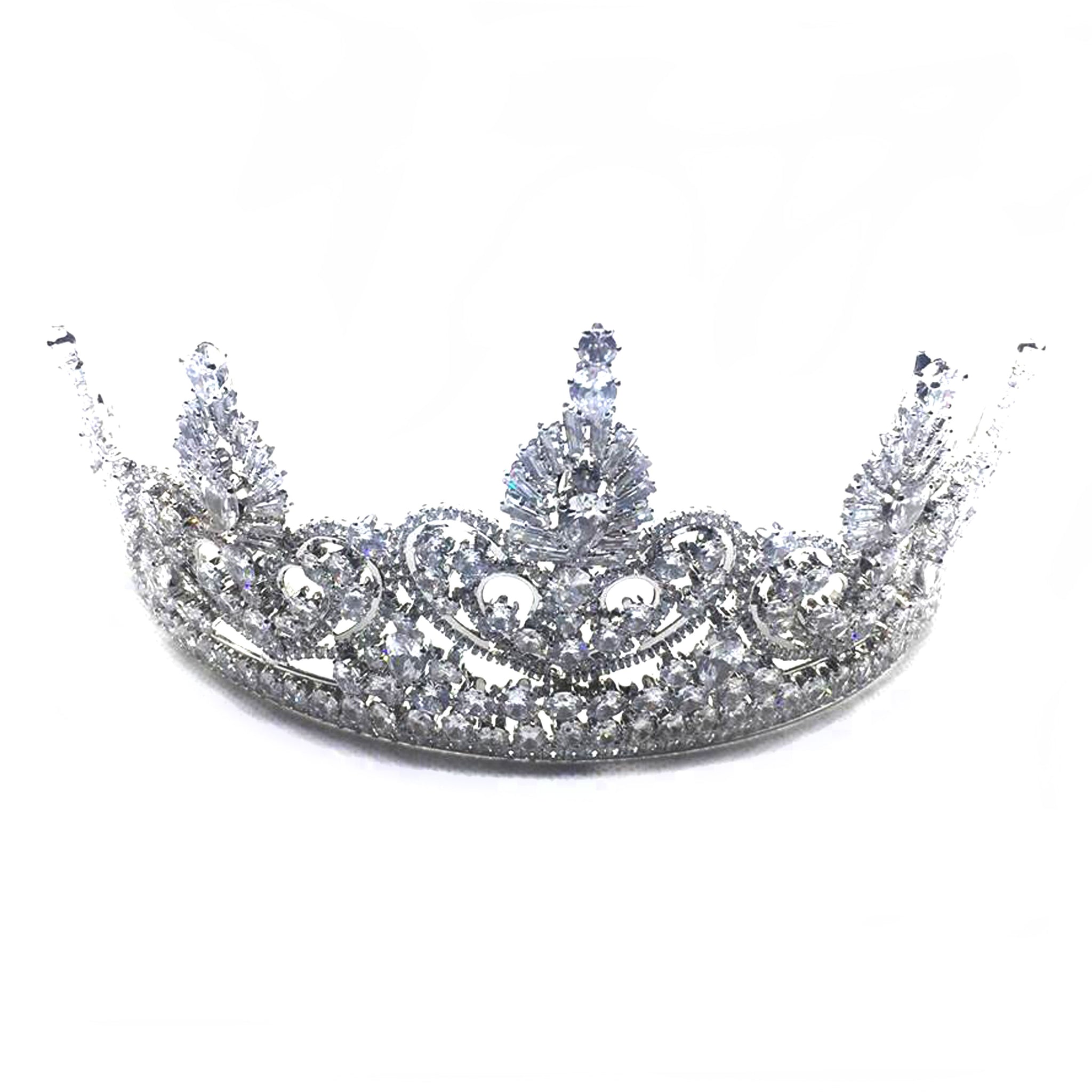 High Quality Silver Bridal Wedding Tiara Crown Headband Birthday Banquet Crystal Crown Headdress Large - Simpal Boutique