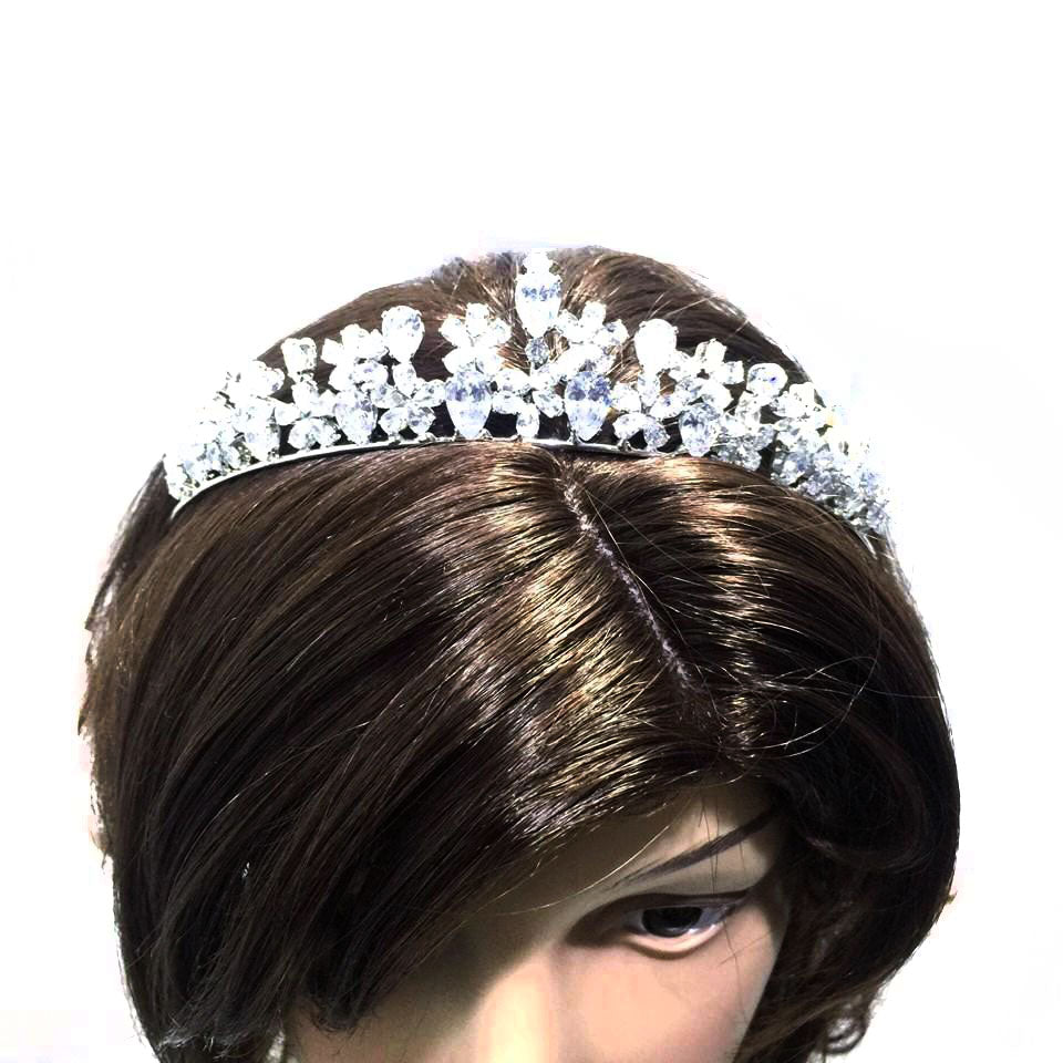 High Quality Silver Bridal Wedding Tiara Crown Headband Birthday Banquet Crystal Crown Headdress Small - Simpal Boutique