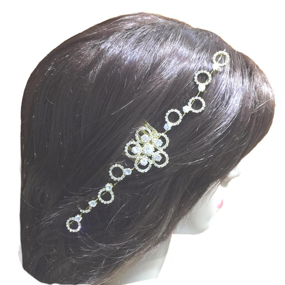 Wedding Crystal Equisite Hair Accesories 03 with plated metal hand flowers bridal headdress wedding accessories - Simpal Boutique