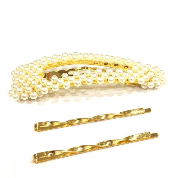 3n1 Pearl Hair Clips Golden Hair Pins Hair Barrettes Artificial Handmade Hair Accessories for Women Girls - Simpal Boutique