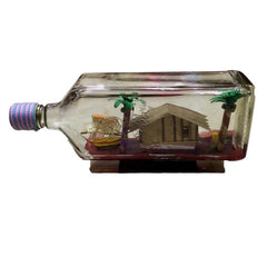 Vintage Philippines Tropical Hut & Boat Scene in a H.A. Gilbey bottle - Simpal Boutique