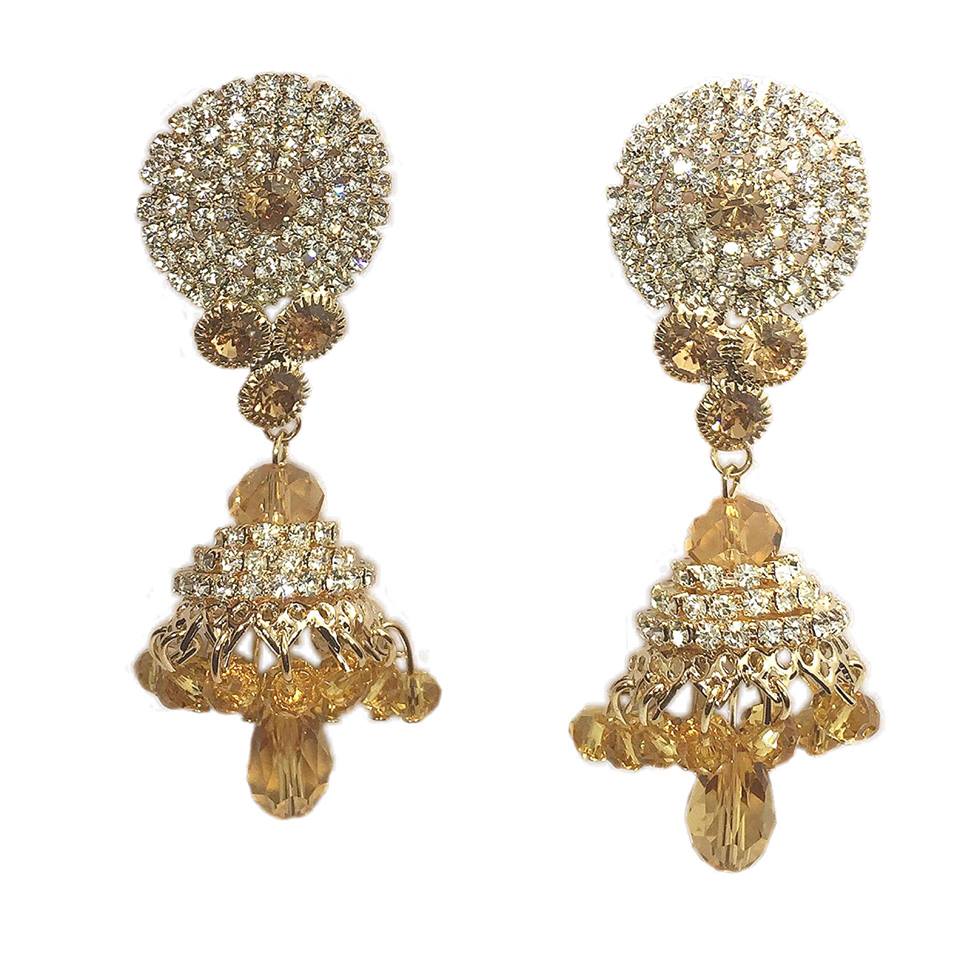 Bell Earrings Pearl Crystal Pendant Drop Ear Stud Women Girls Wedding Dangle Party Jewelry Indian Style - Simpal Boutique
