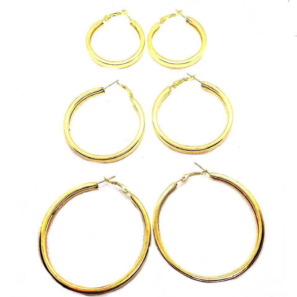 Trio Hollow Earring Light weight New Fashion Lady Women Round Big Large Dangle Hoop Loop Earrings - Simpal Boutique