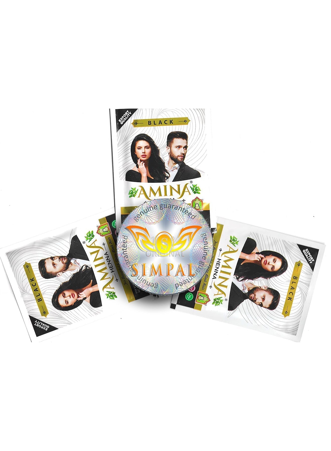 Amina Henna Natural Color Black 10g x 6 pouch Value Pack of 12 