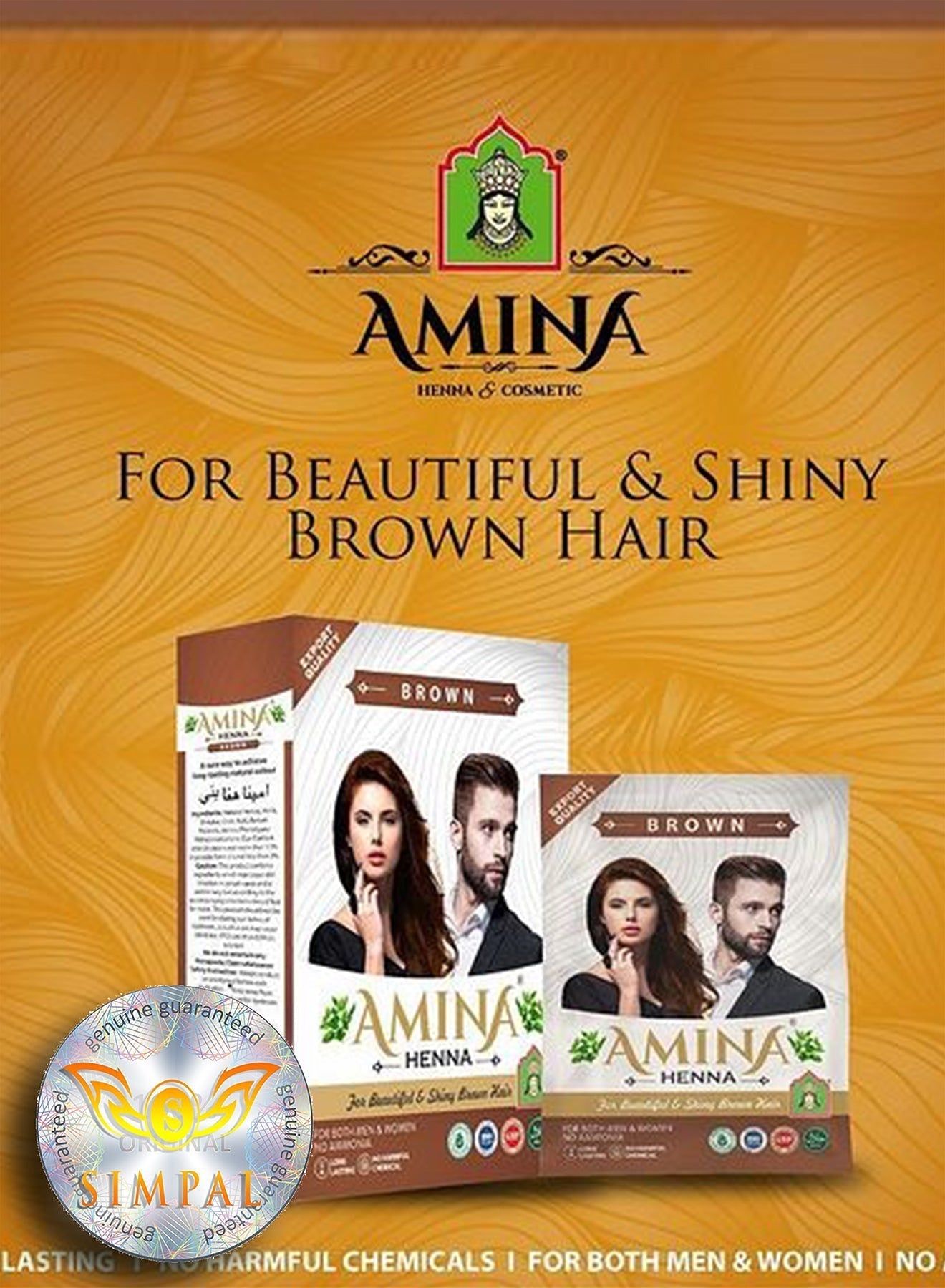 Amina Henna Natural Color Brown 10g x 6 pouch Value Pack of 3 