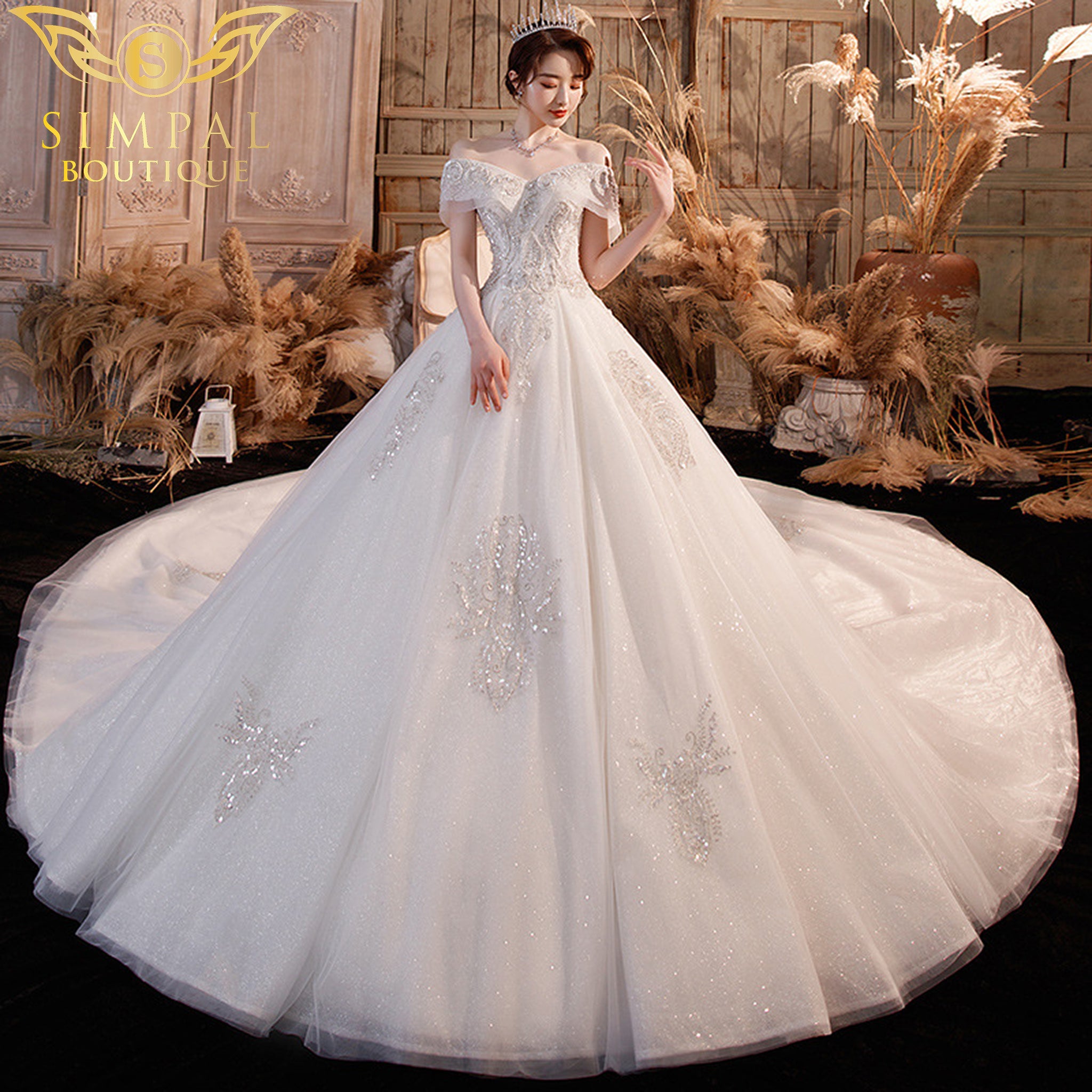 In Store Oneshoulder Bridal Temperament Female Forest Super Fairy Dream Starry Wedding dress