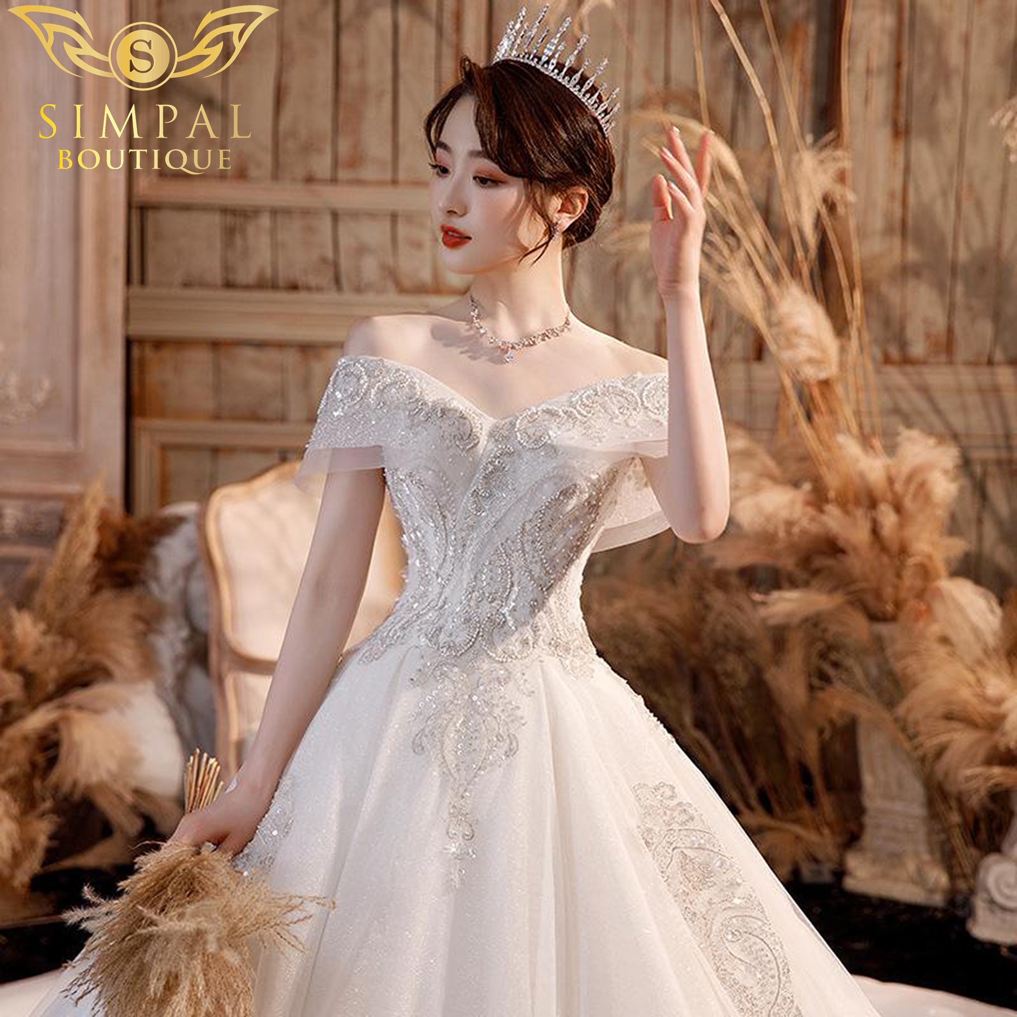 In Store Oneshoulder Bridal Temperament Female Forest Super Fairy Dream Starry Wedding dress