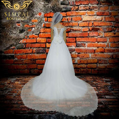 [In Store] Off Shoulder New Design Wedding gown chiffon with Beads - Simpal Boutique