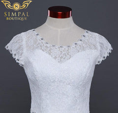 In Store Lace Shoulder Slim Fit Wedding Dress