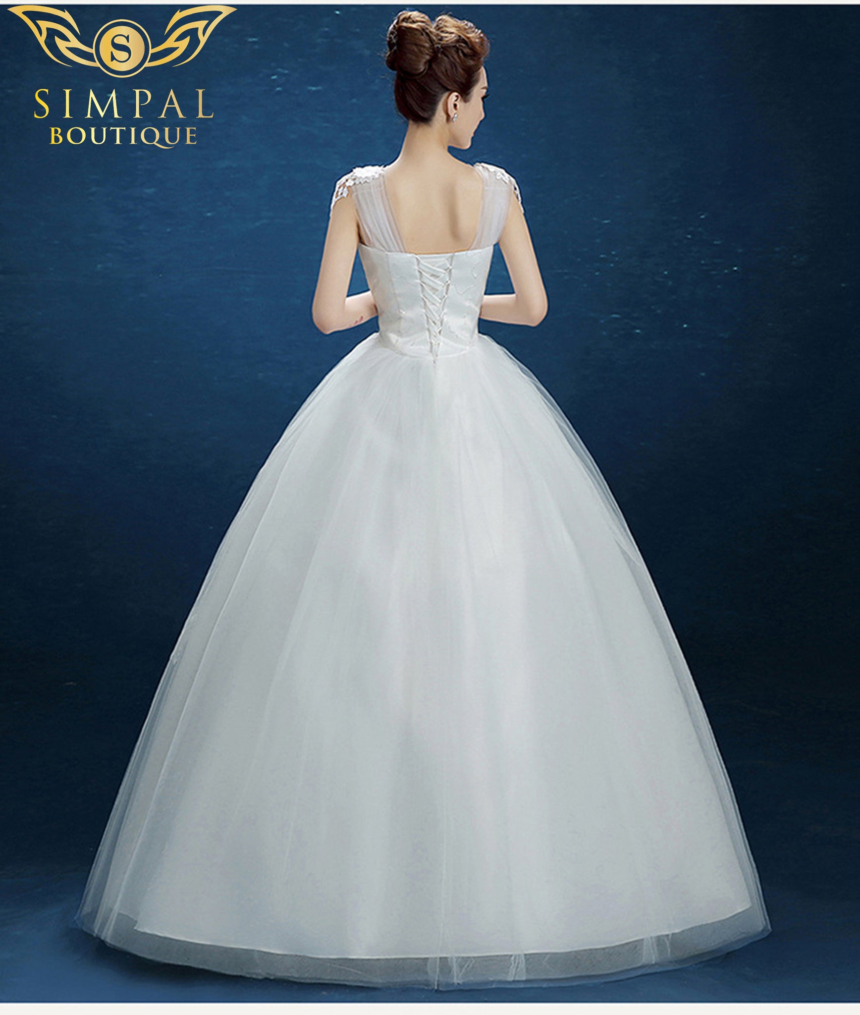 In Store Wedding dress simple one word shoulder dress