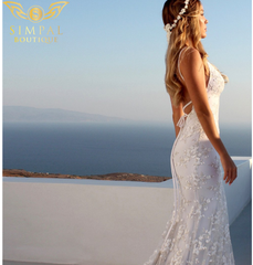 In Store Explosion style sexy lace backless Beach wedding dress