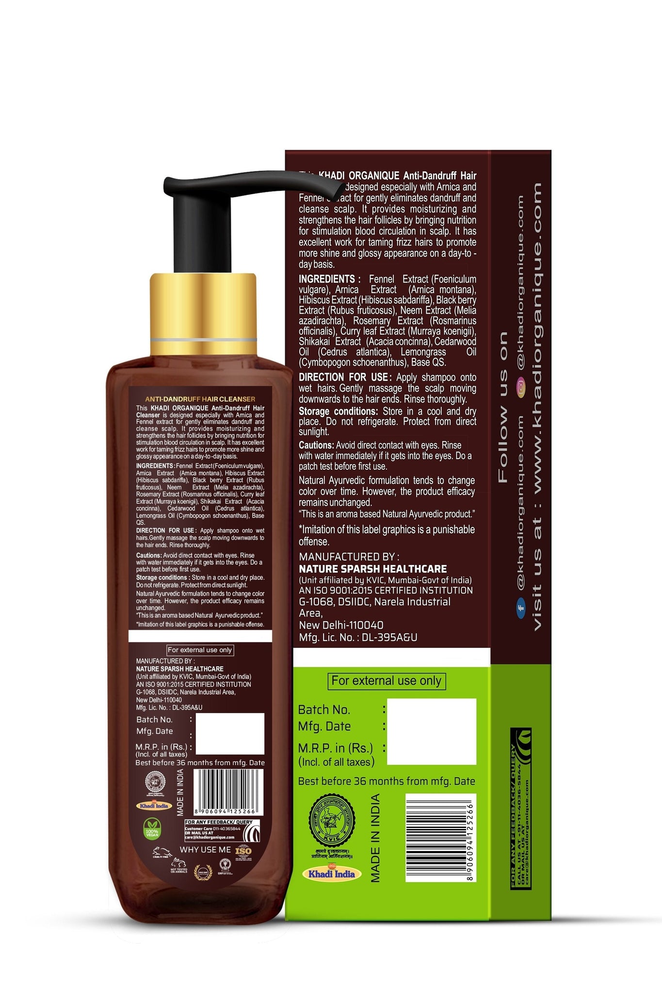 Khadi Organique AntiDandruff Hair Cleanser With Curry Leaf 200ml