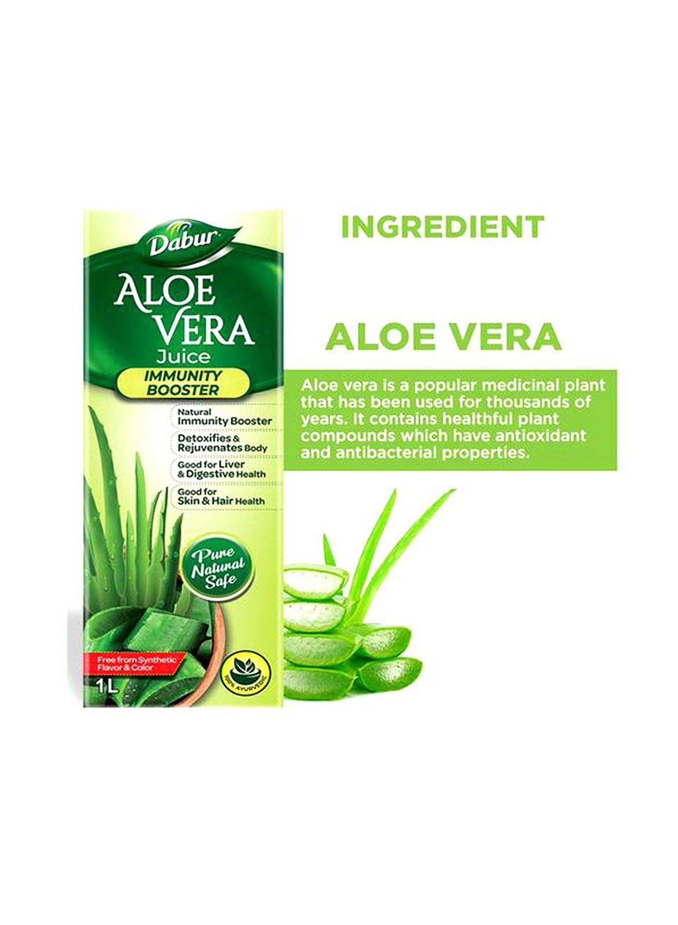Dabur Aloe Vera Juice 1 Litre Immunity Booster Pure Natural Safe