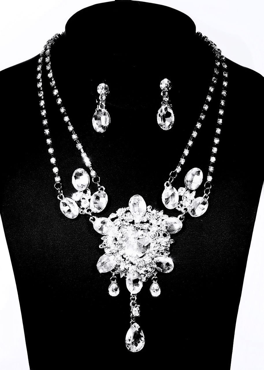Women's Crystal Jewelry Set ( Necklace + Earrings)  Ladies Crystal Earrings Jewelry Silver  For Wedding Party Birthday Engagement Gift Daily / Necklace - Simpal Boutique