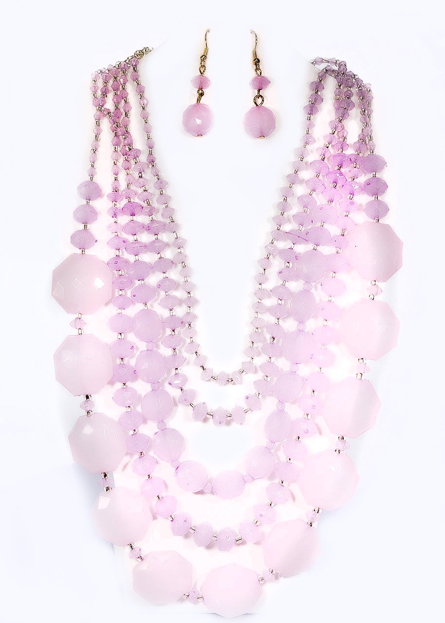 Fashion Necklace+Earring Set Accessories Alloy Beads Set Office wear Accessories Violet - Simpal Boutique