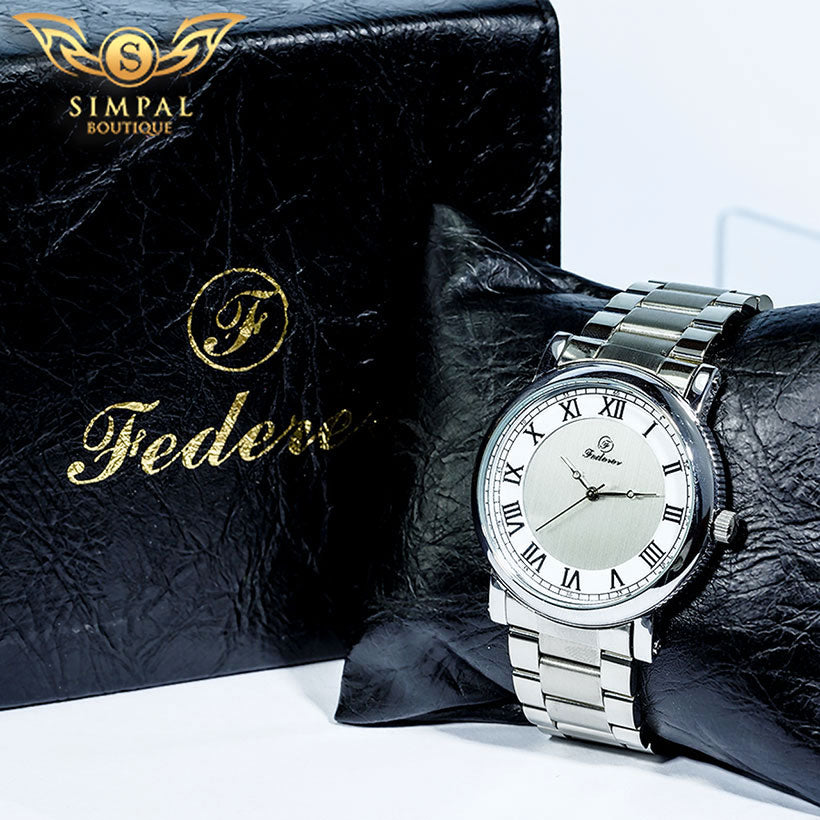 Make Me Smile Offer - Federer Men Analog Quartz Watch Stainless Steel - F1156 - Simpal Boutique