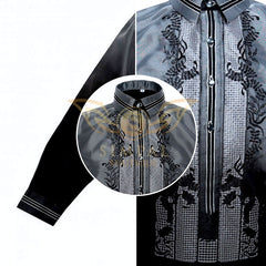 Colored Lining Barong Tagalog - Black monochromatic - Simpal Boutique