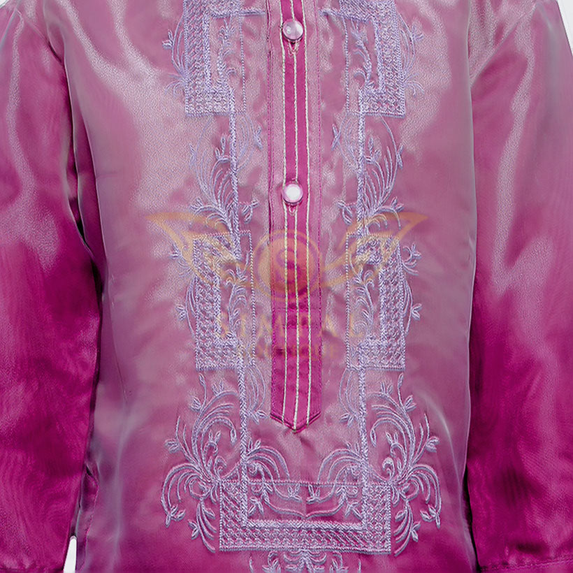 Colored Lining Barong Tagalog Kids- Monochromatic, Purple - Simpal Boutique