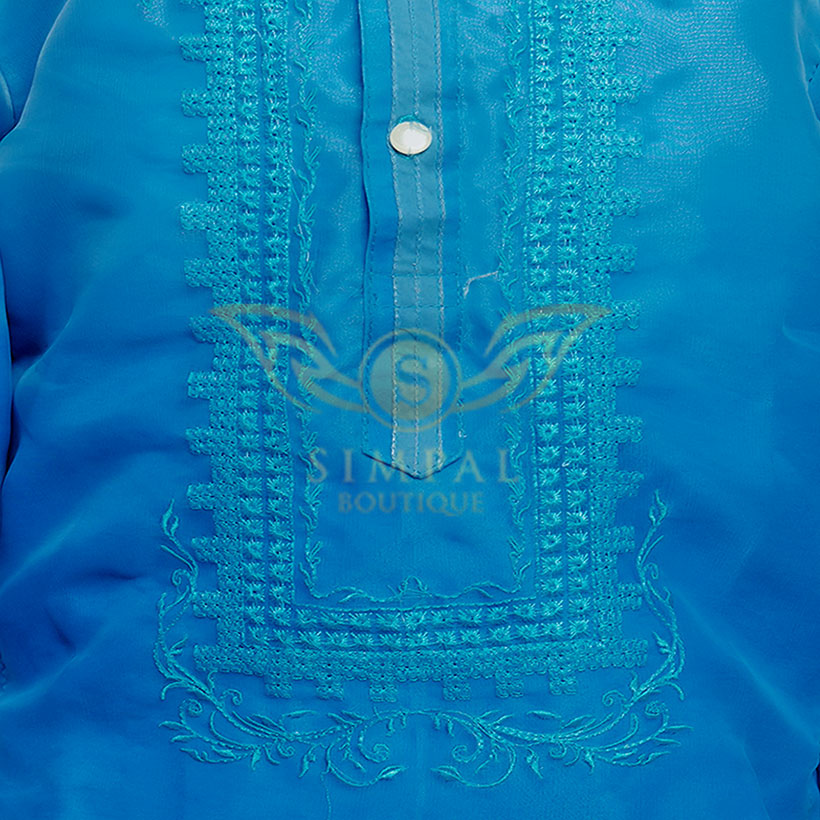 Colored Lining Barong Tagalog Kids- Monochromatic, Sky Blue - Simpal Boutique