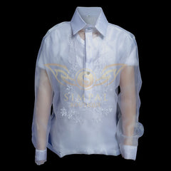 Colored Barong Tagalog Kids - White - Simpal Boutique