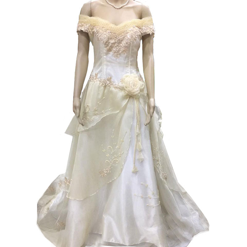 In Store New Design Wedding Gown Organza with Beads Cream SM size