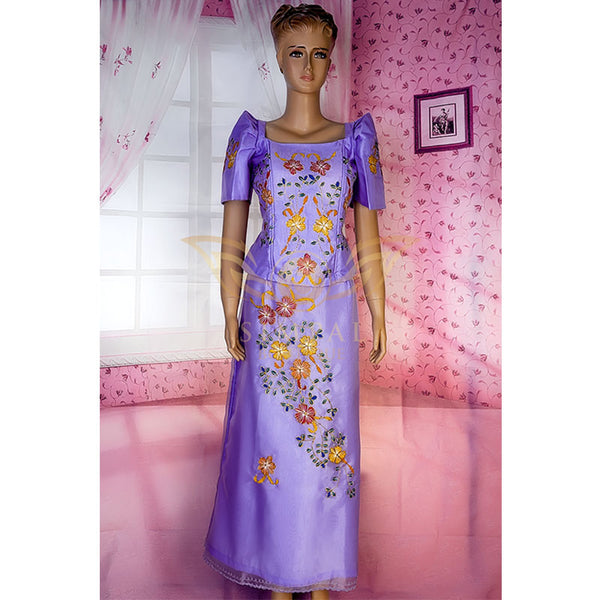 Imelda Blouse + Skirt Painted Cutwork Violet - Simpal Boutique