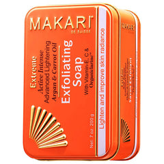 Makari Extreme Carrot & Argan Oil Bar Soap 7oz.  Anti-Aging Soap Exfoliates & Lightens Skin with Organiclarine ? Whitening Treatment for Dark Spots, Acne Scars, Sun Patches & Hyperpigmentatio