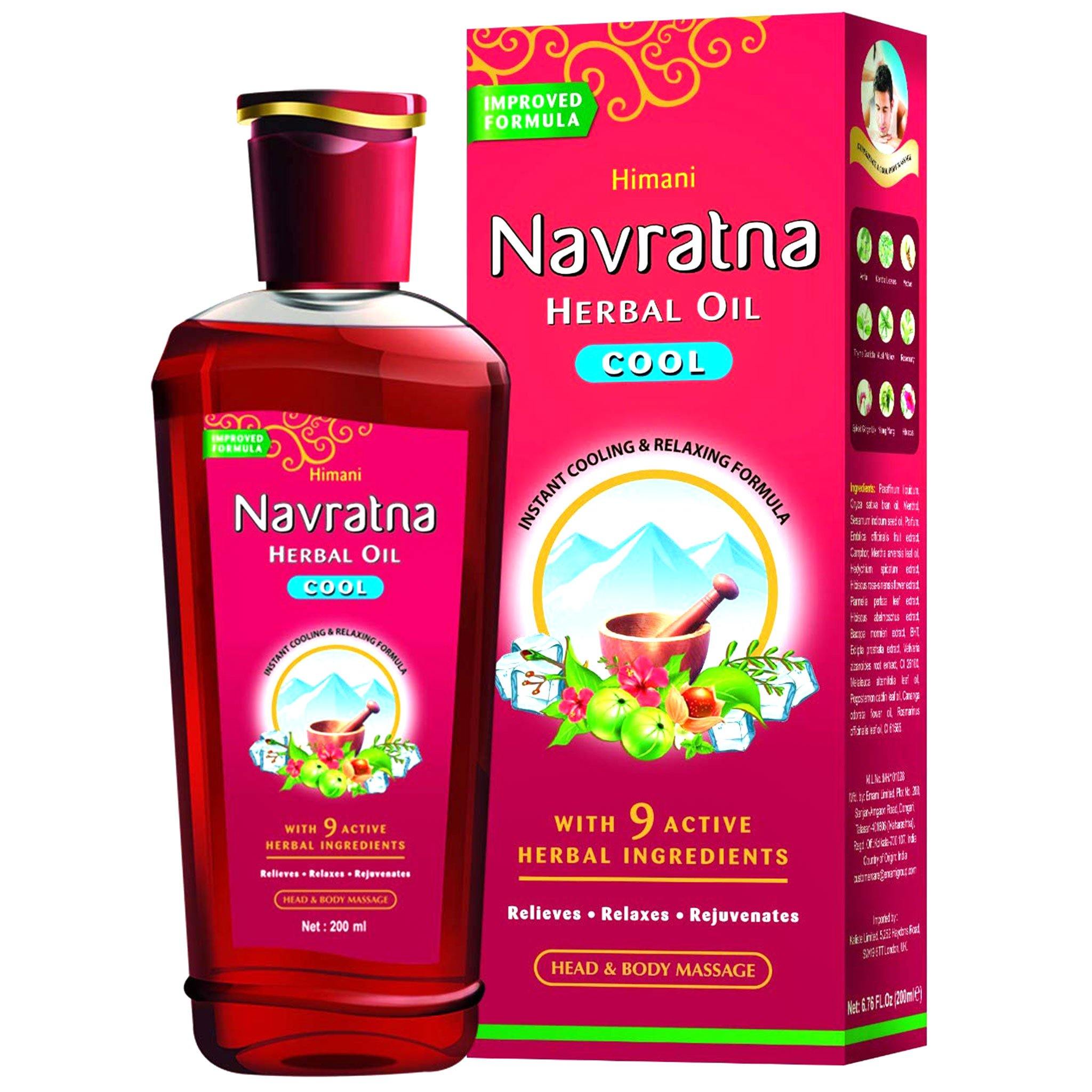 Himani Navratna Herbal Oil Cool 200 ml  With 9 Active Natural Ingredients