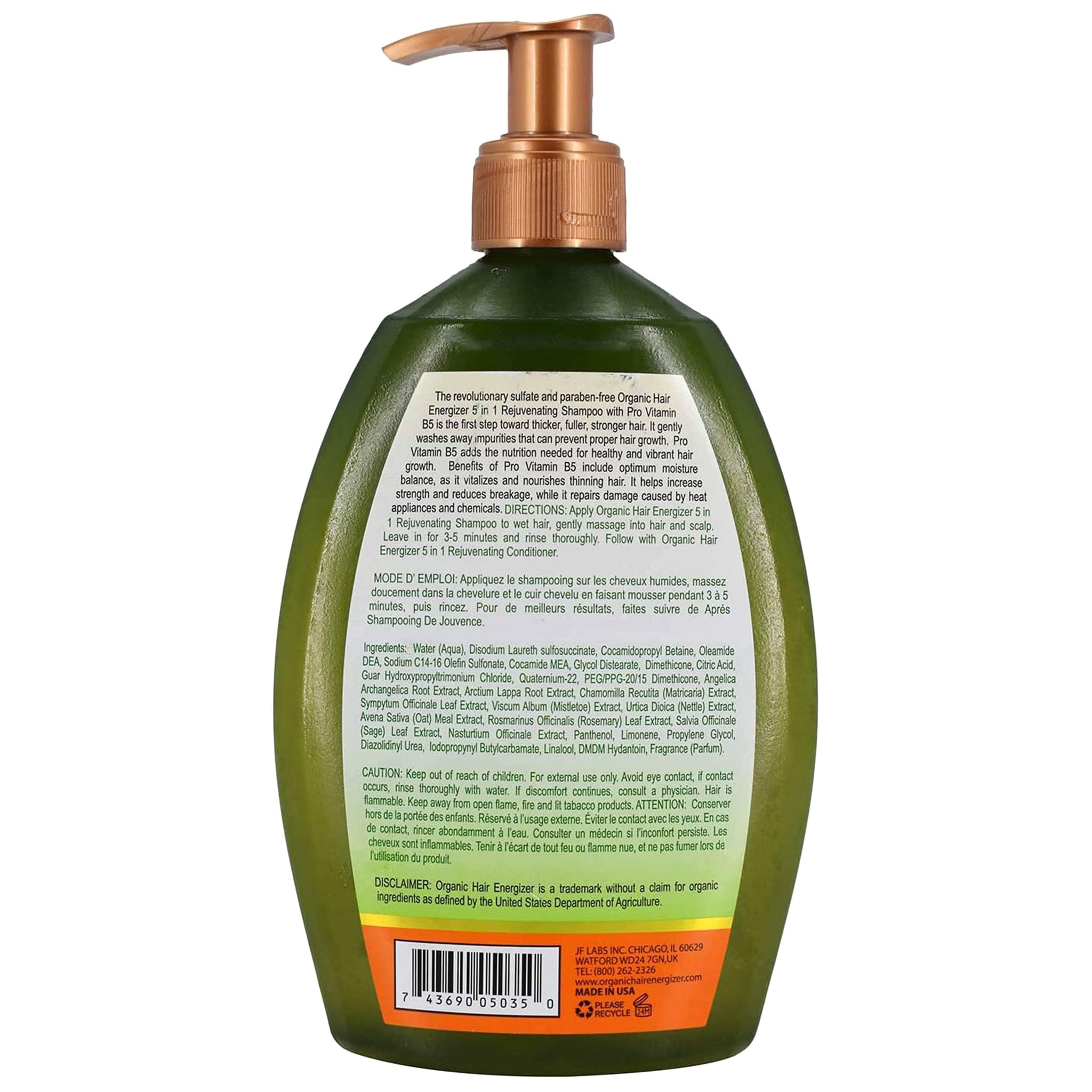 Organic Hair Energizer 5 in 1 Rejuvenating Shampoo 380ml