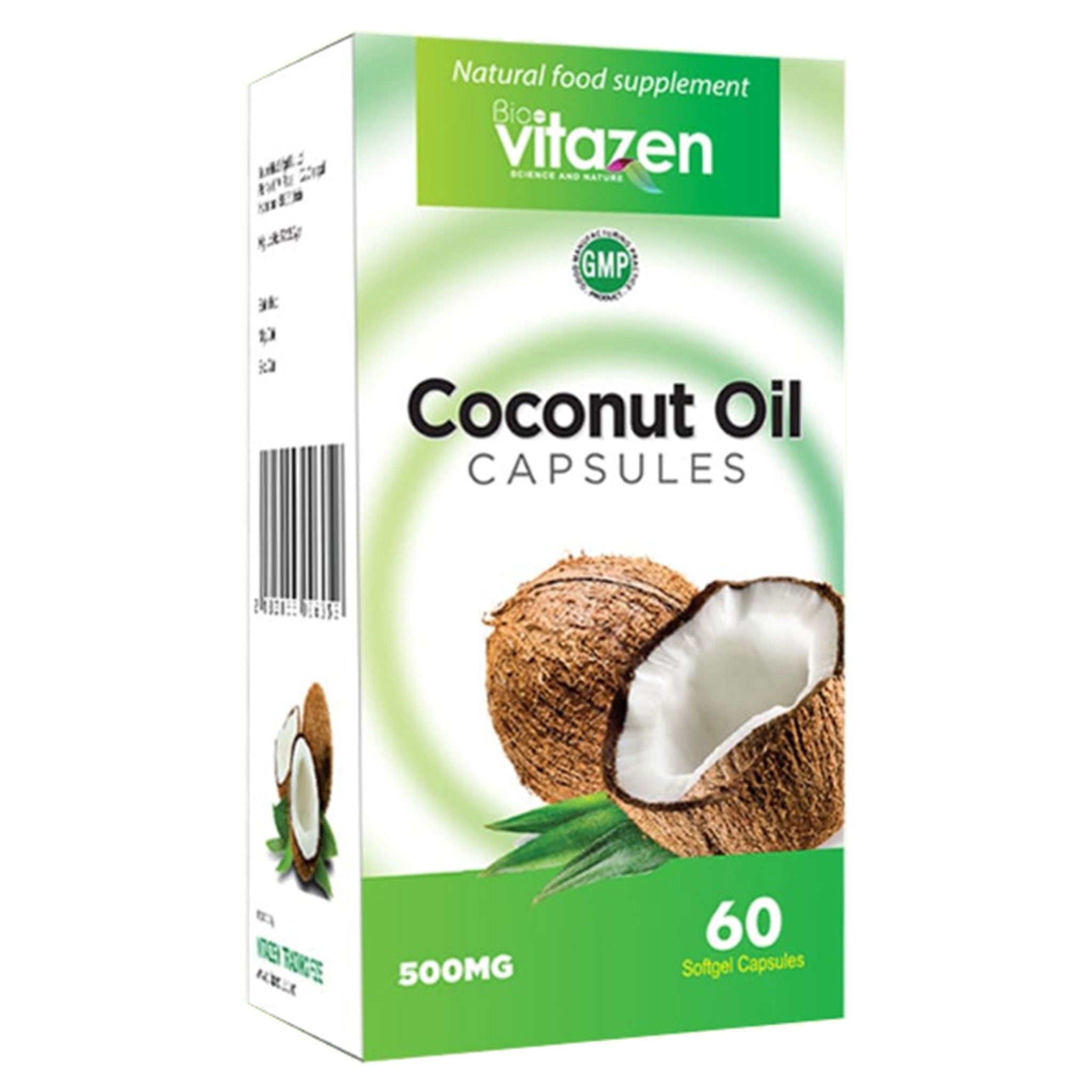 Bio Vitazen Virgin Coconut oil Capsules Cocos nucifera 500 mg 60 Capsules